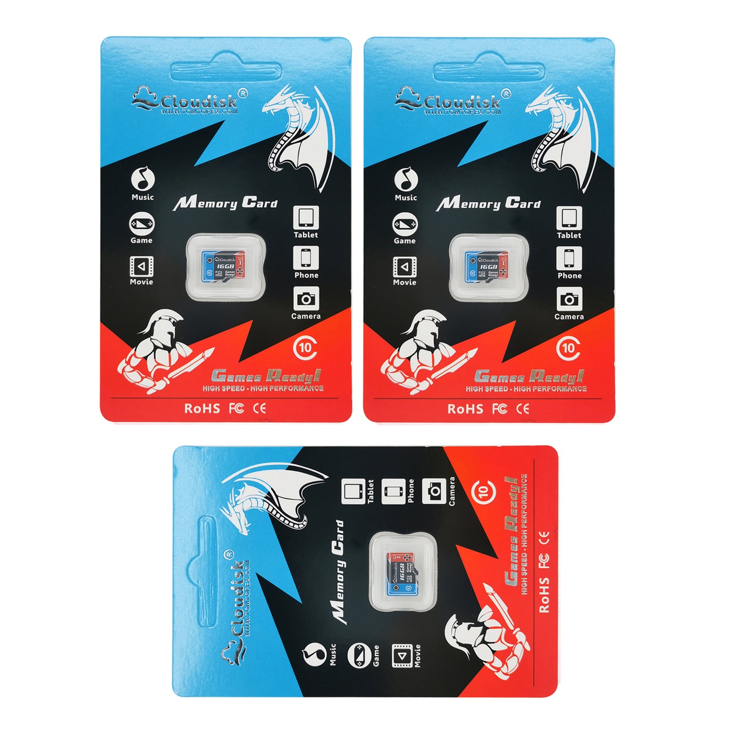 3-Pack Cloudisk Game Ready Micro SD U3 128GB 64GB 32GB Flash Memory Card V30 C10 TF Cards 16GB 8GB 4GB U1 for PC Smartphones Factory Whosale