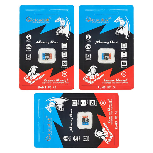 3-Pack Cloudisk Game Ready Micro SD U3 128GB 64GB 32GB Flash Memory Card V30 C10 TF Cards 16GB 8GB 4GB U1 for PC Smartphones Factory Whosale