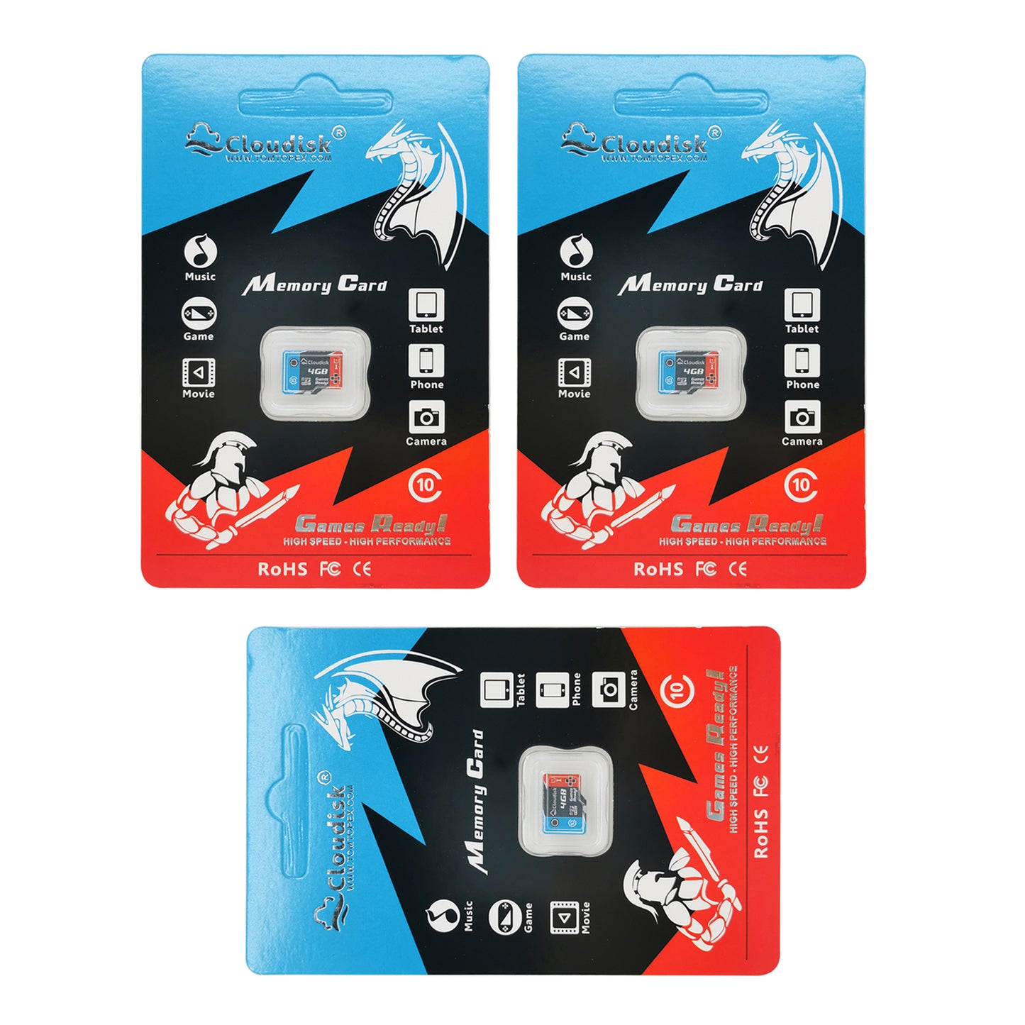 3-Pack Cloudisk Game Ready Micro SD U3 128GB 64GB 32GB Flash Memory Card V30 C10 TF Cards 16GB 8GB 4GB U1 for PC Smartphones Factory Whosale