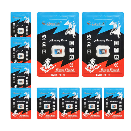 10-Pack Cloudisk Game Ready Micro SD Memory Card U3 V30 Class 10 64GB 32GB TF Cards for PC Smartphones Factory Whosale