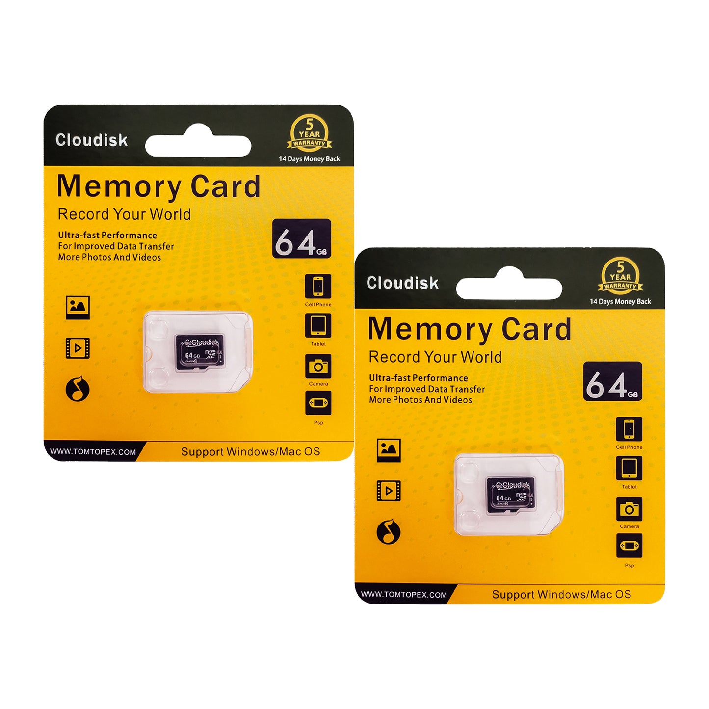 2-Pack Cloudisk Micro SD U3 V30 Class10 128GB 64GB 32GB TF Cards 16GB 8GB Flash Memory Card for Action Camera Drone Smartphones Factory Whosale