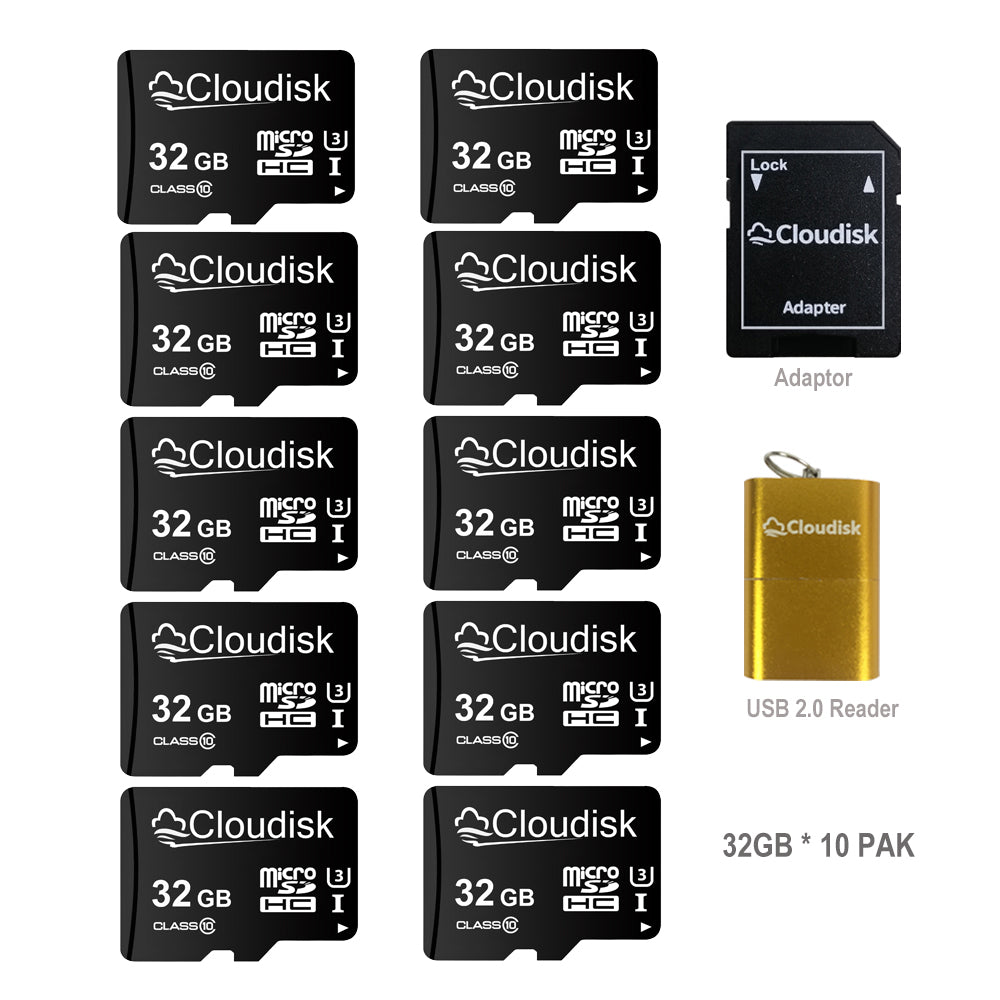 Factory Whosale 10Pack Cloudisk Micro SDXC Card 64GB U3 V30 Class10 32GB 16GB 8GB 4GB SDHC TF Card 2GB 1GB 512MB 256MB 128MB(NOT GB,1024MB=1GB) Flash Memory Card