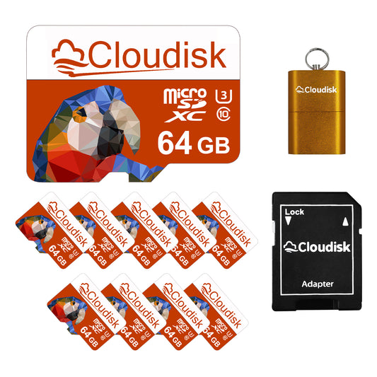 10Pack Cloudisk Micro SD Card 32GB 64GB U3 V30 C10 16GB 8GB 4GB 2GB 1GB 512MB 256MB 128MB Flash Memory Card