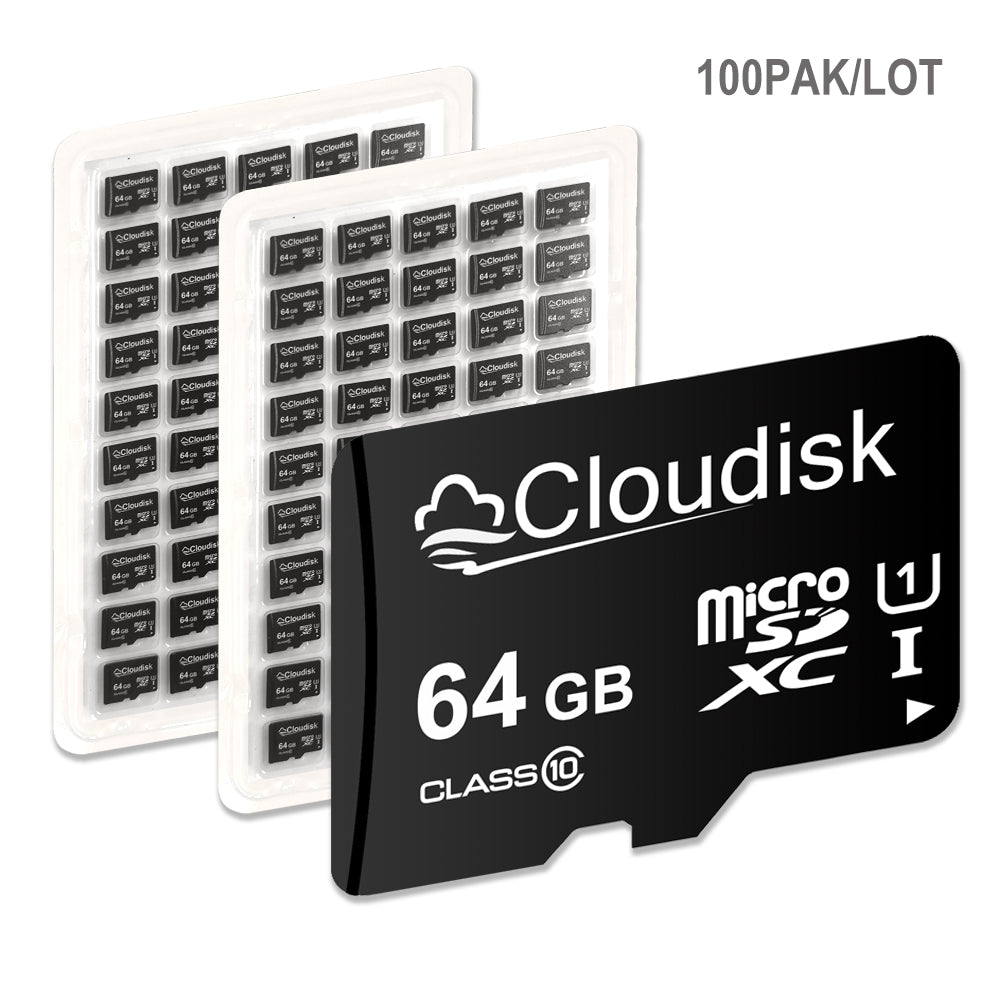 100 Pack Factory Whosale  Cloudisk Micro SDHC Card 64GB 32GB U3 V30 A1 16GB 8GB C10 4GB 2GB C6 TF Card 1GB 512MB 256MB 128MB(NOT GB,Small Capacity) Flash Memory Card