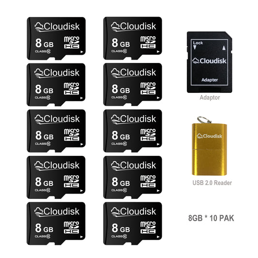 Factory Whosale 10Pack Cloudisk Micro SDXC Card 64GB U3 V30 Class10 32GB 16GB 8GB 4GB SDHC TF Card 2GB 1GB 512MB 256MB 128MB(NOT GB,1024MB=1GB) Flash Memory Card