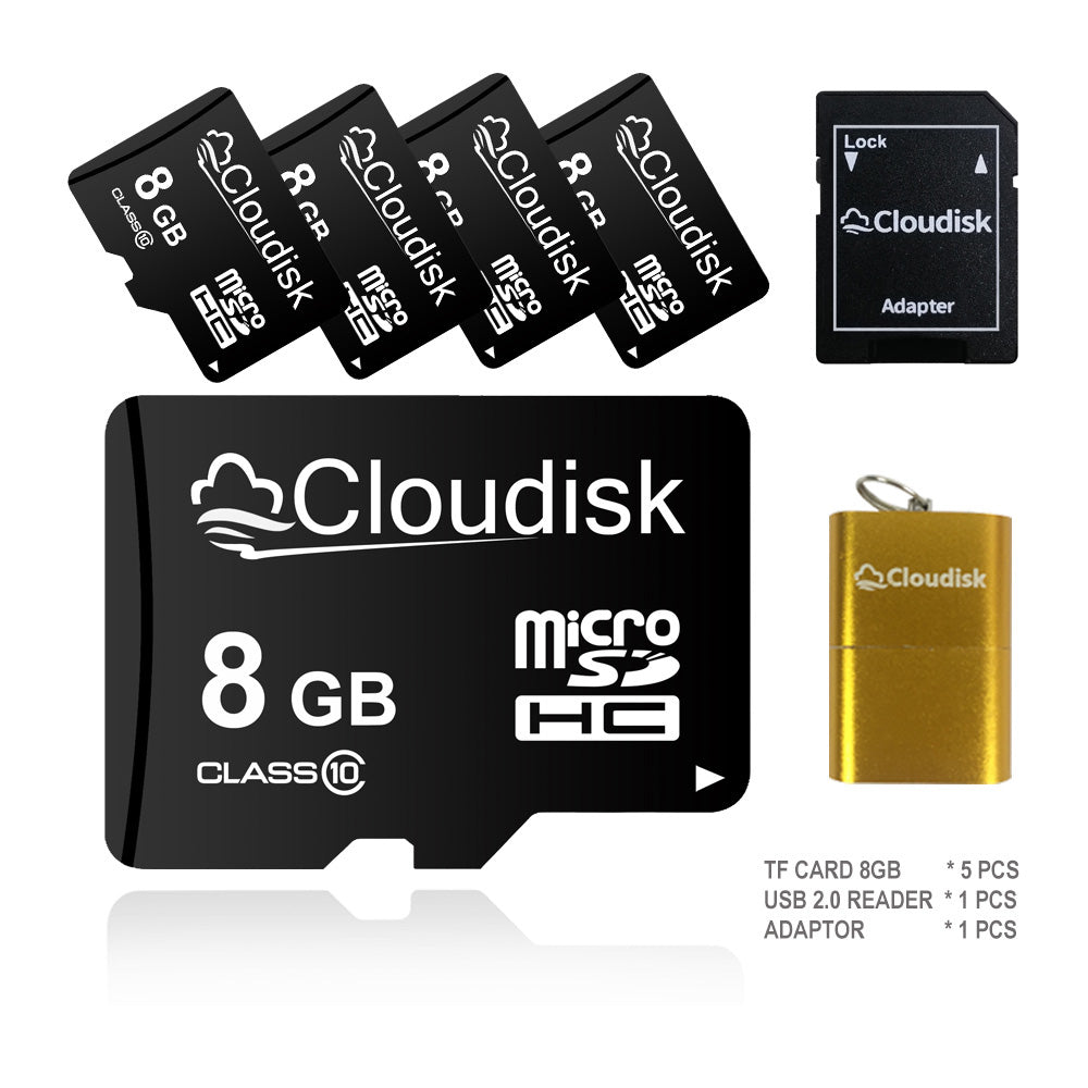 Cloudisk 8GB Micro SD Card, 1Pack 2Pack 5Pack 10Pack 100Pack,  Smartphone Surveillance Security Cam Game Console, Micro SDHC Class 10